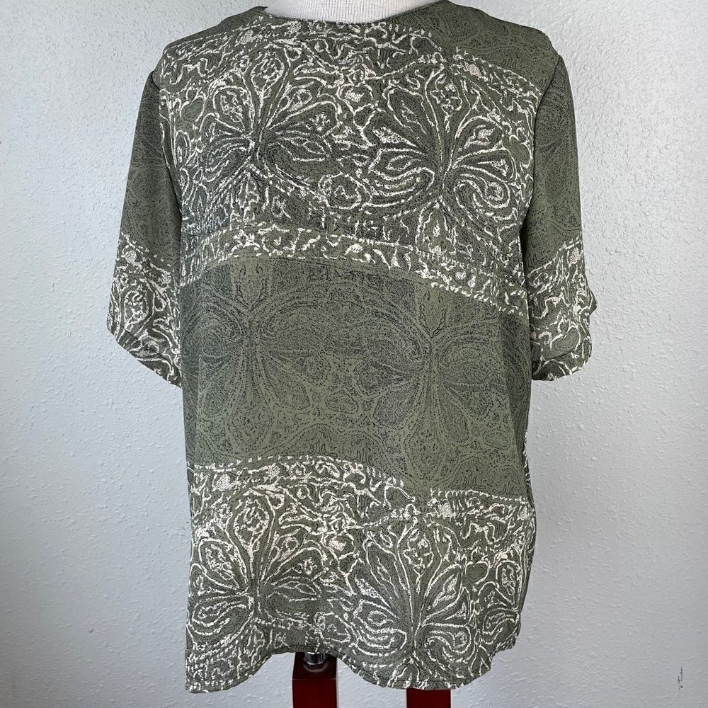 Impressions Short Sleeve Blouse Top Size M EUC